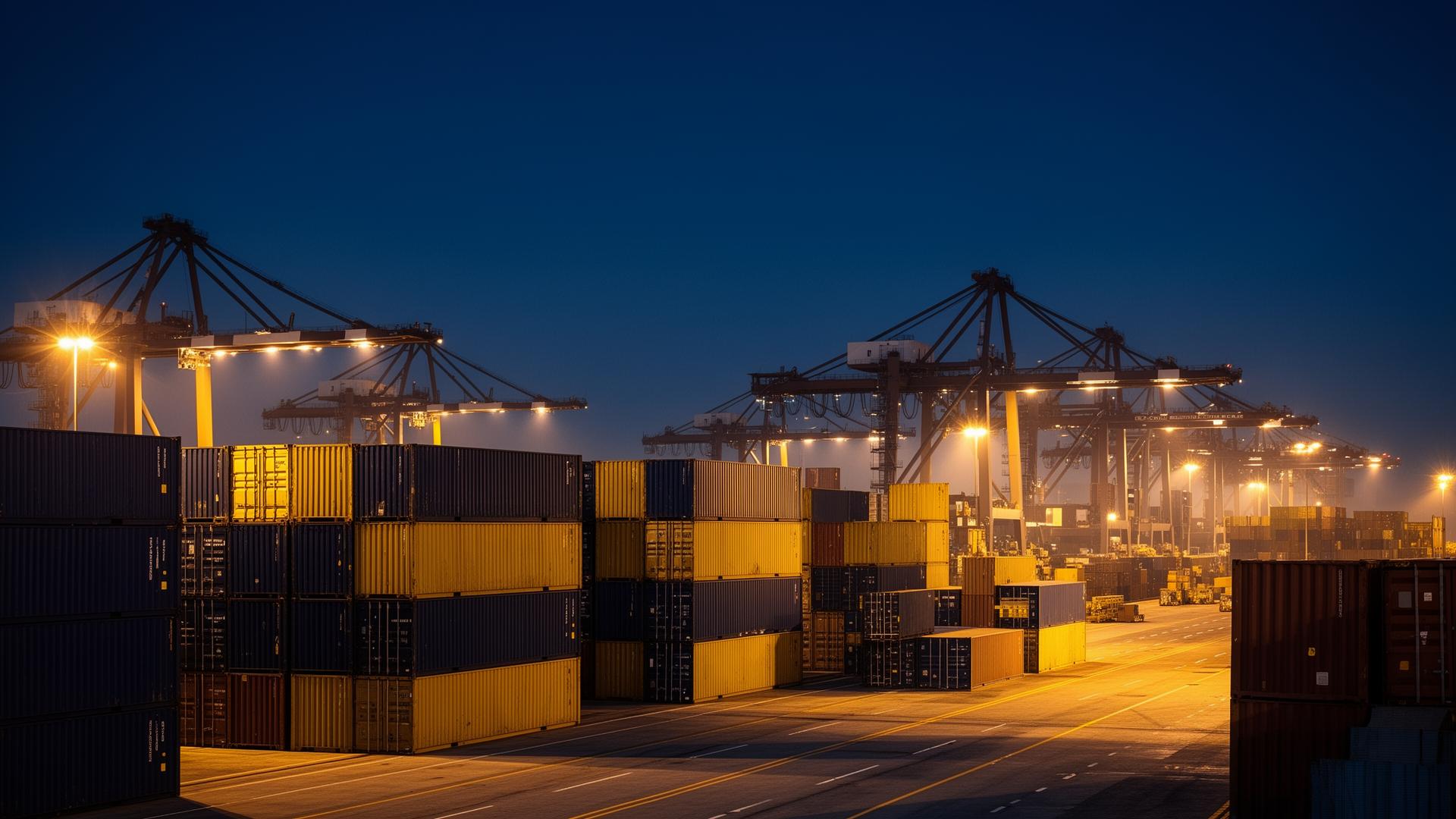 Sargodha Dry Port container terminal at dusk
